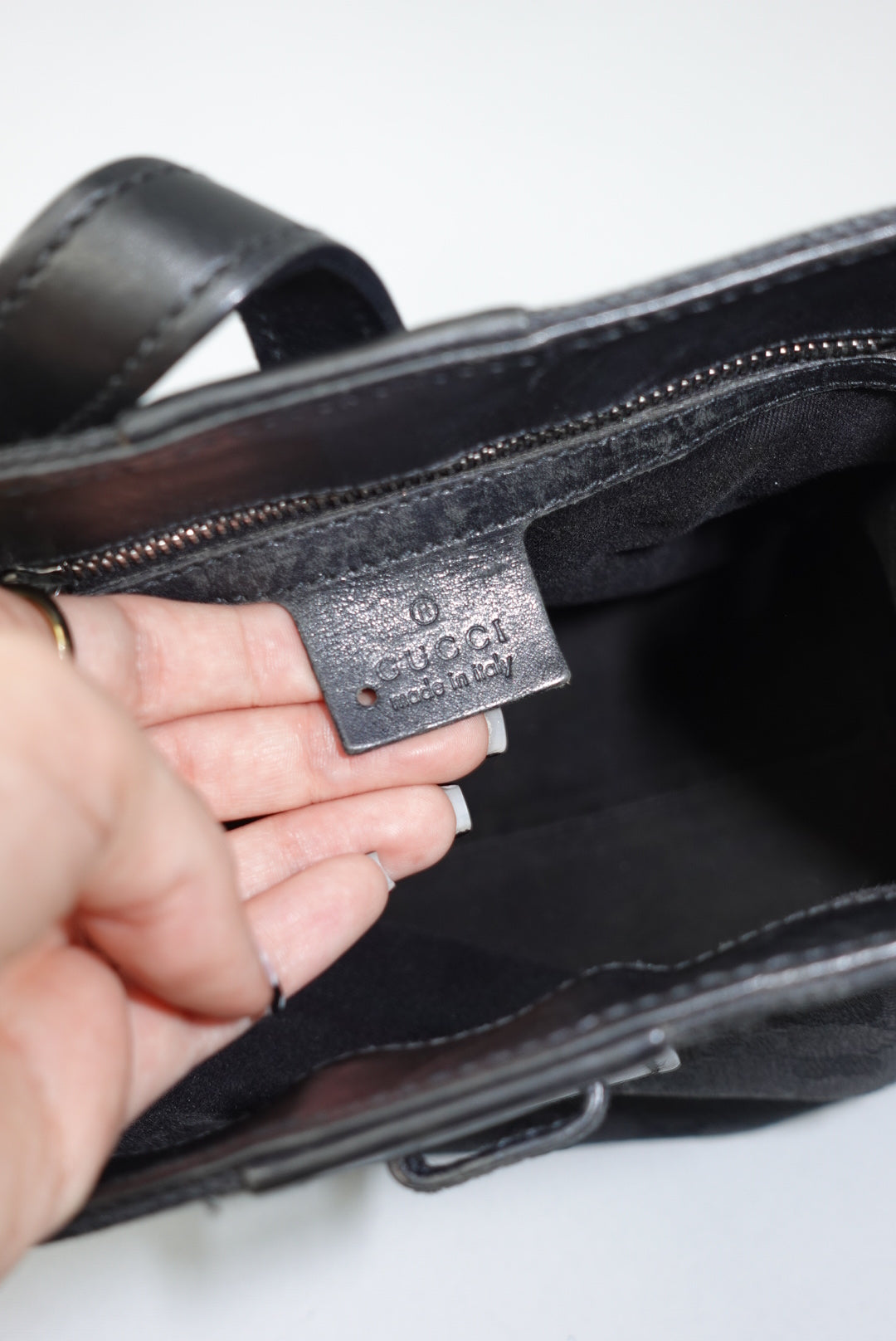 Gucci Vintage Black Canvas and Leather Shoulder Bag