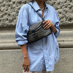 Fendi vintage Baguette shoulder bag in navy FF monogram canvas with silver hardware