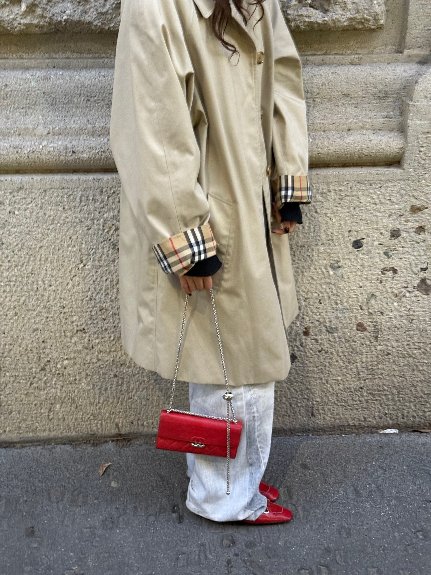 Re-Worked Chanel CC  Timeless Flap Vintage Lobster Red Wallet with Chain