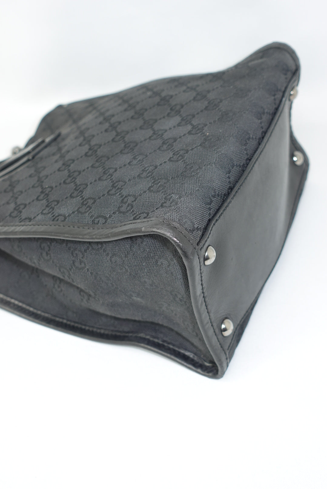 Gucci Vintage Black Canvas and Leather Shoulder Bag