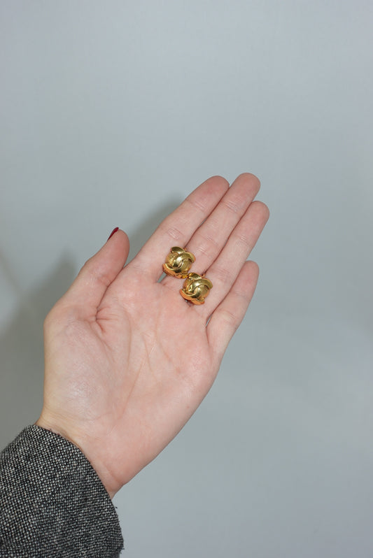 Chanel CC Logo Small Clip On Vintage Earrings