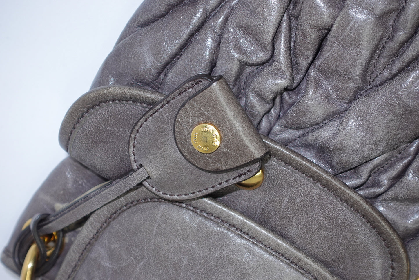 Miu Miu Vintage Gray Matelassé Coffer Shoulder Bag