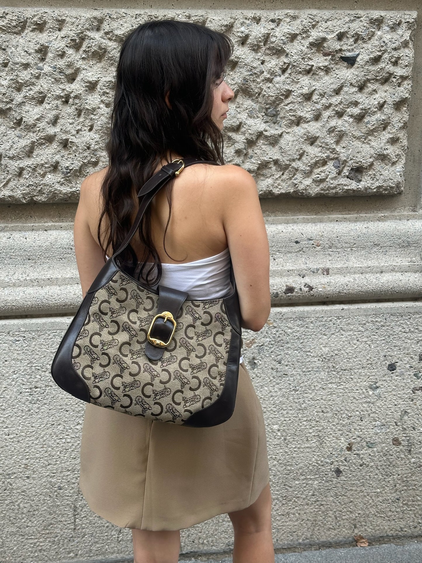 Cèline Vintage Monogram Canvas and Leather Brown Vintage Bag