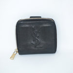 Compact YSL embossed leather wallet in black
