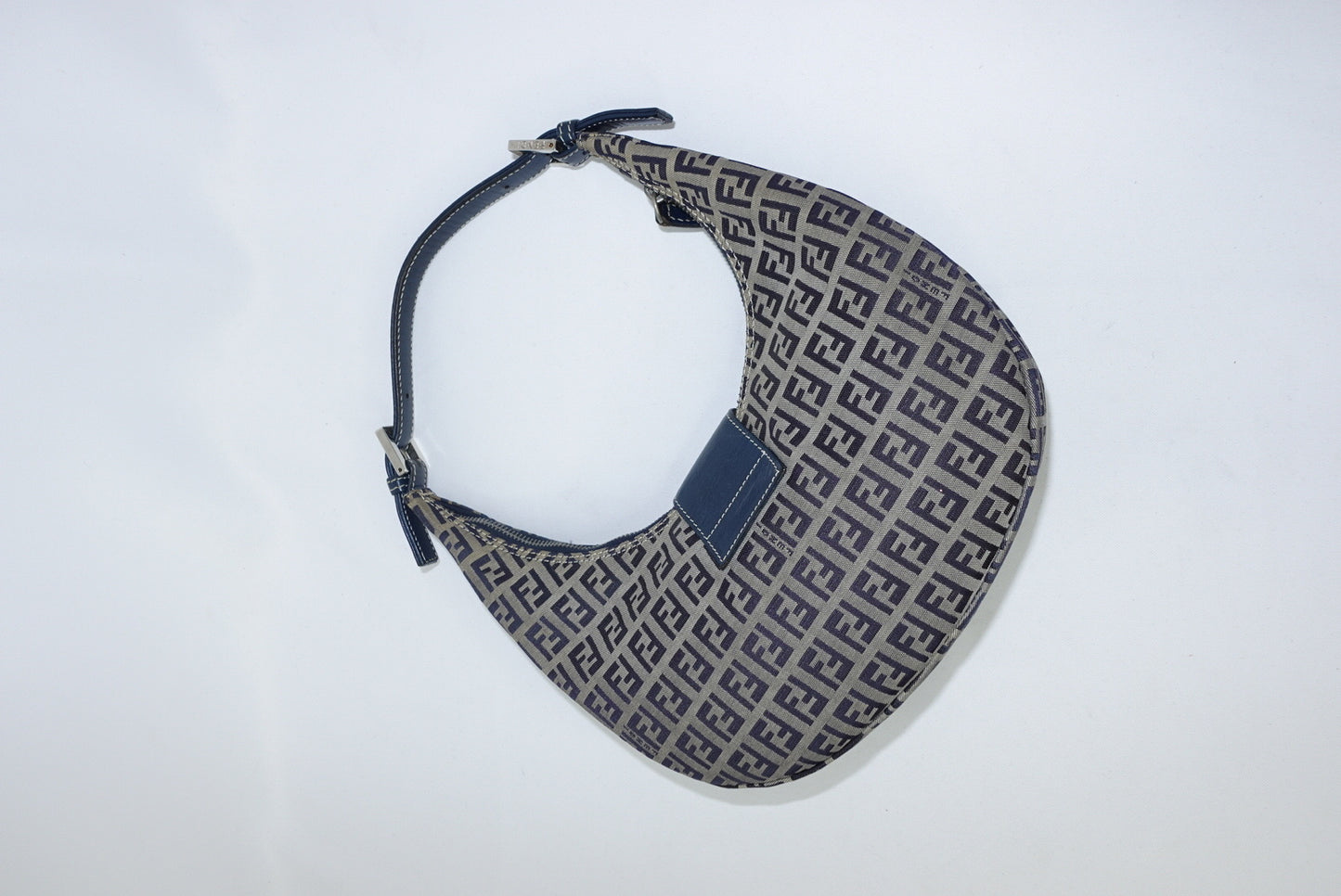 Fendi FF Zucchini Vintage Brown Canvas Vintage Croissant Bag