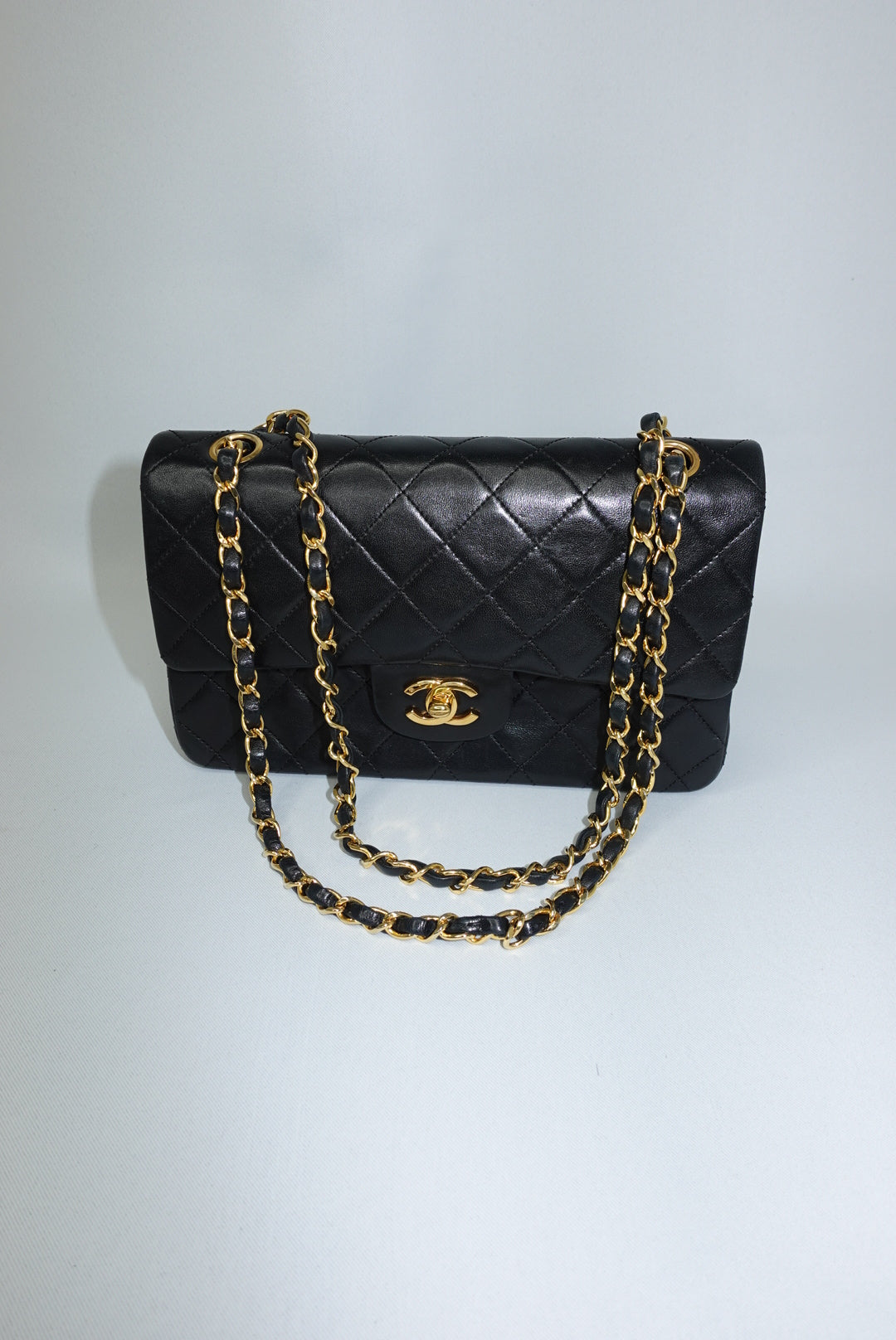 Chanel Vintage Timeless Classic 23 Double Flap Black FULL SET