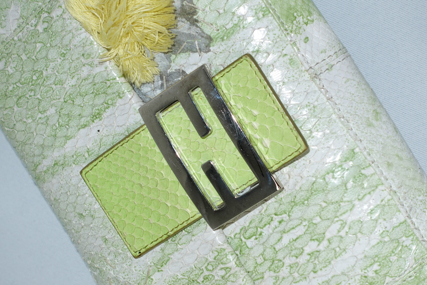 Fendi Baguette Vintage Limited Edition Lime Green Python leather