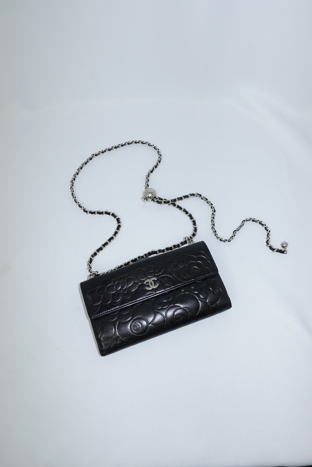 Chanel Re-Worked Flap Vintage Camellia Limited Edition Wallet with Chain