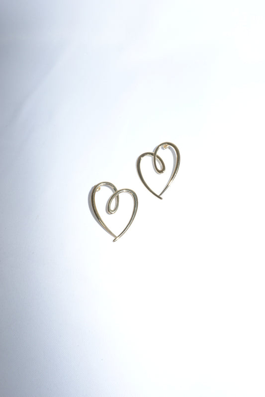 Stainless Steel Heart Outline Big Earrings