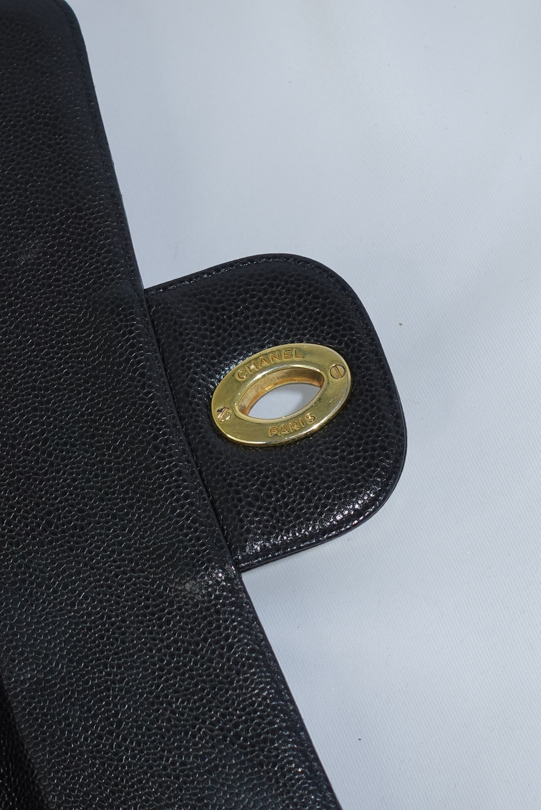 Chanel Vintage Jumbo Maxi Logo Caviar Leather