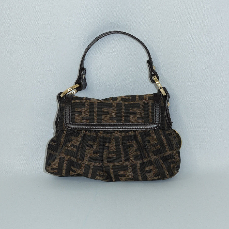 Fendi Mini Chef handbag FF monogram brown canvas champagne hardware