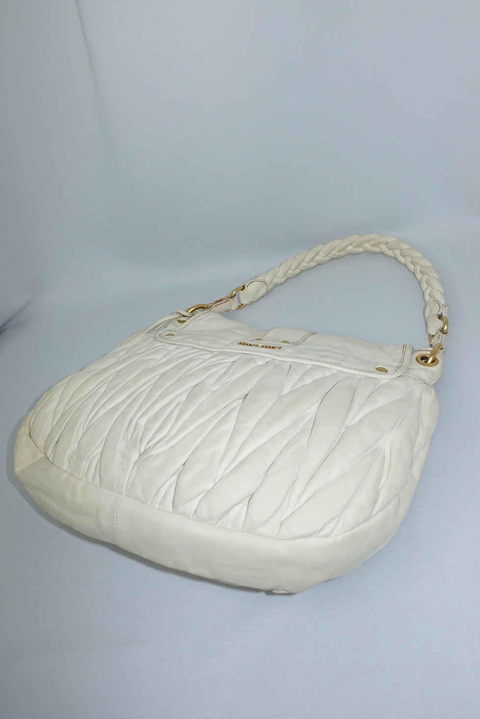 MIU MIU Vintage Coffer Off-White Matelassé Bag