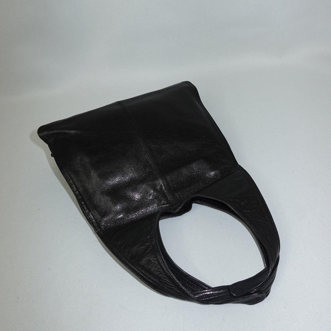 vintage bottega veneta black leather shoulder bag