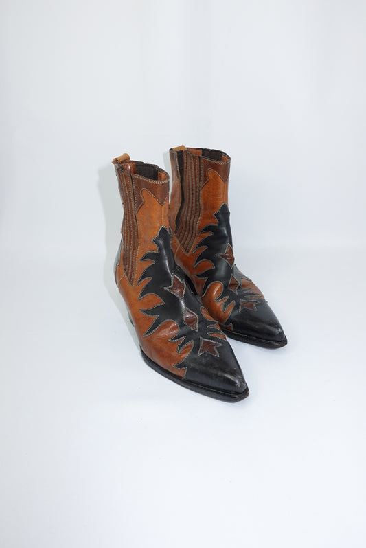 Cowboy Vintage Boots Black & Caramel
