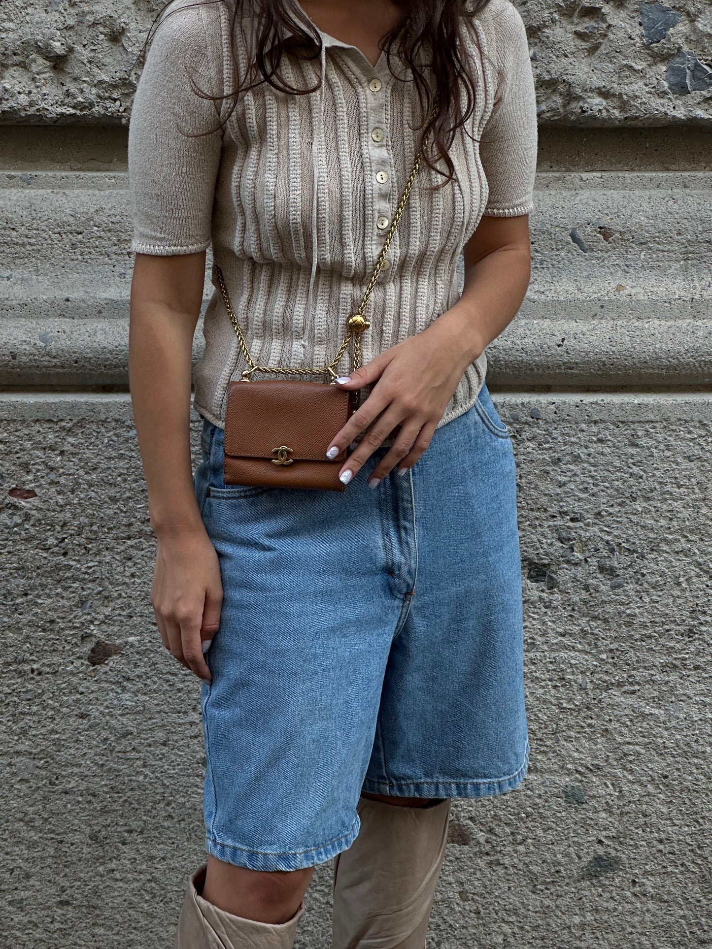 Re-Worked Chanel Vintage Caramel Brown Small W.O.C.