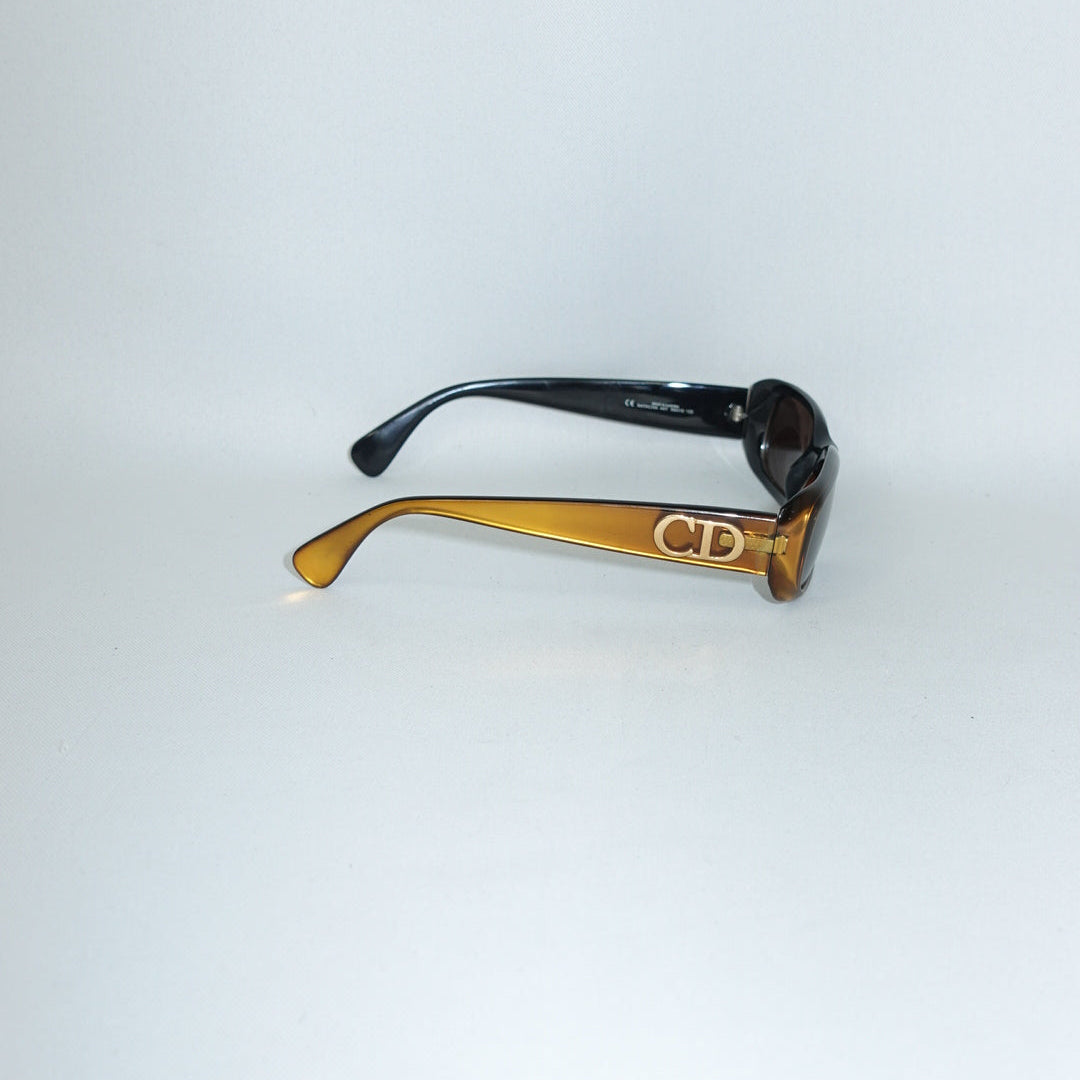 Occhiali da sole vintage marroni e gialli Christian Dior