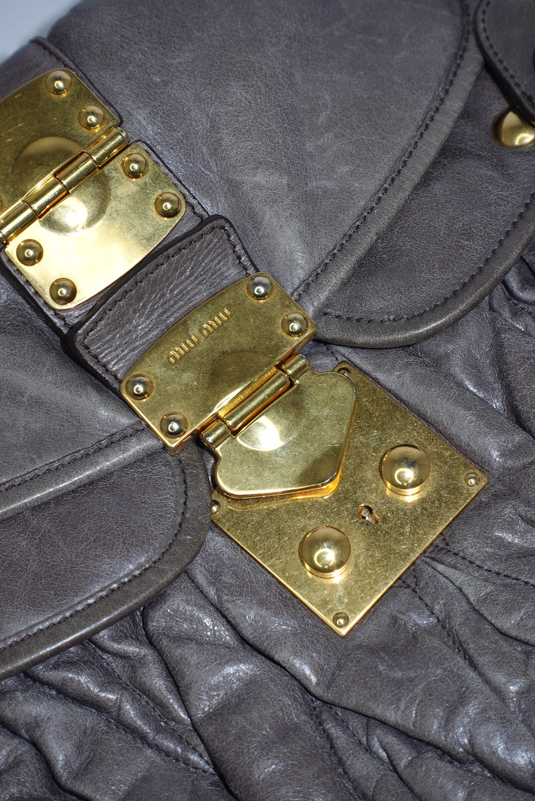 Miu Miu Vintage Gray Matelassé Coffer Shoulder Bag