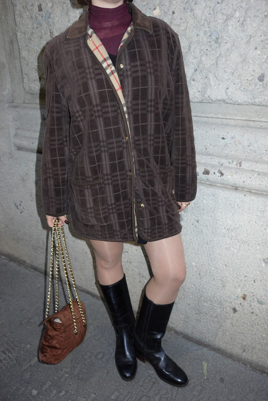 Burberry Brown Vintage Jacket with Golden Details