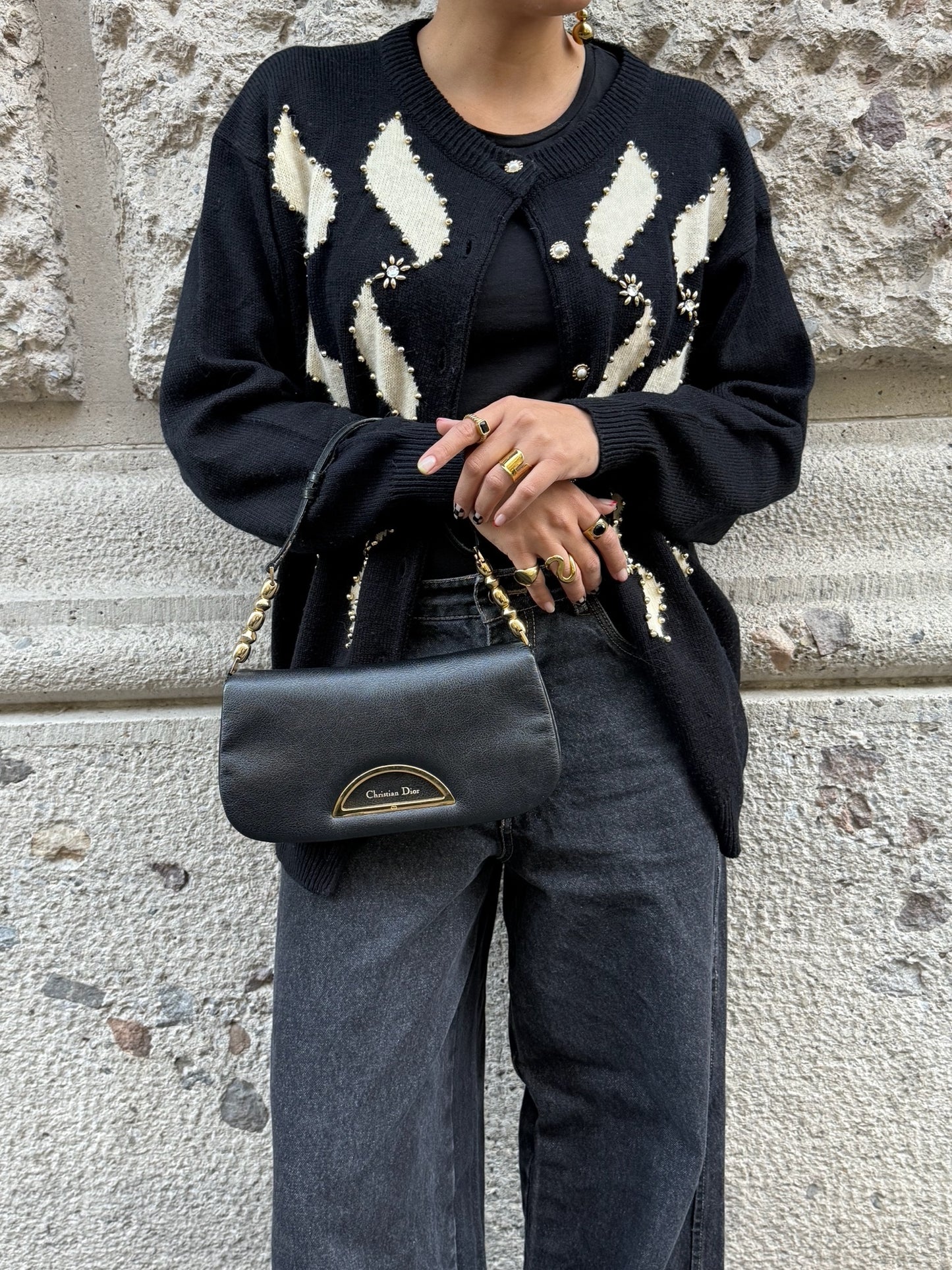 Christian Dior Malice Black Vintage Y2K Leather Shoulder Bag