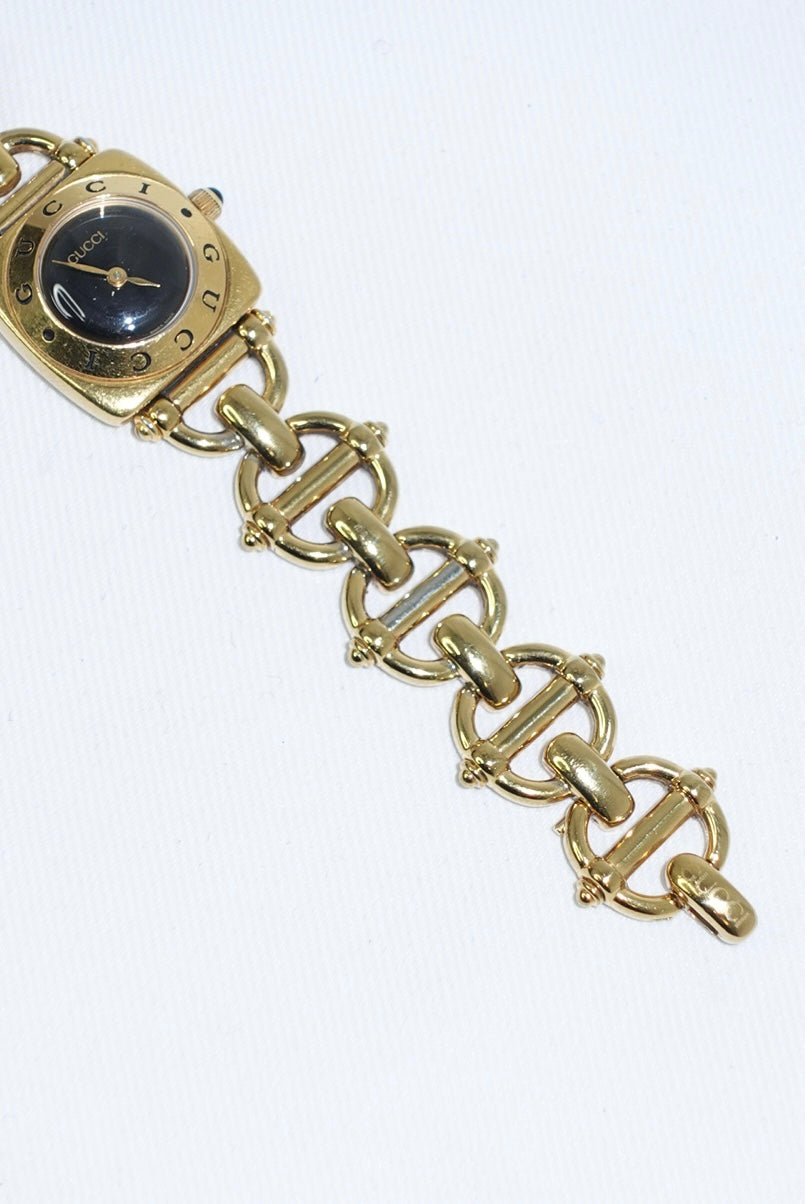 Gucci Gold Toned 6400L Black Dial Vintage Watch