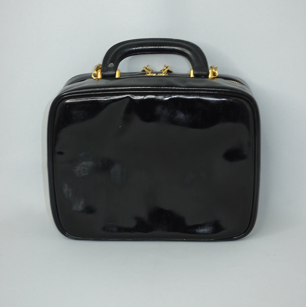 Chanel Black Patent Leather  Vanity Bag