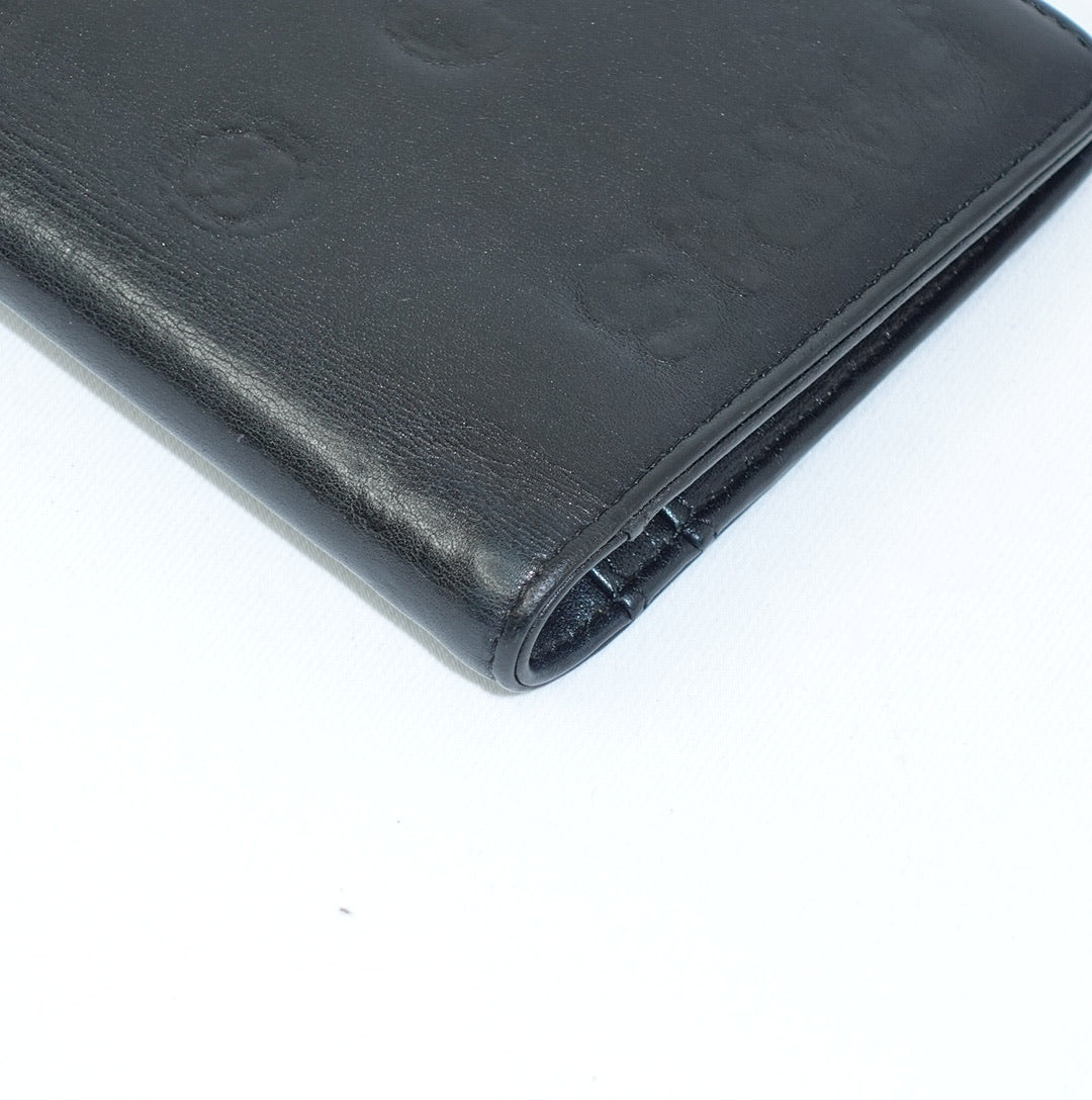 Chanel Black Leather CC Logo Long Wallet