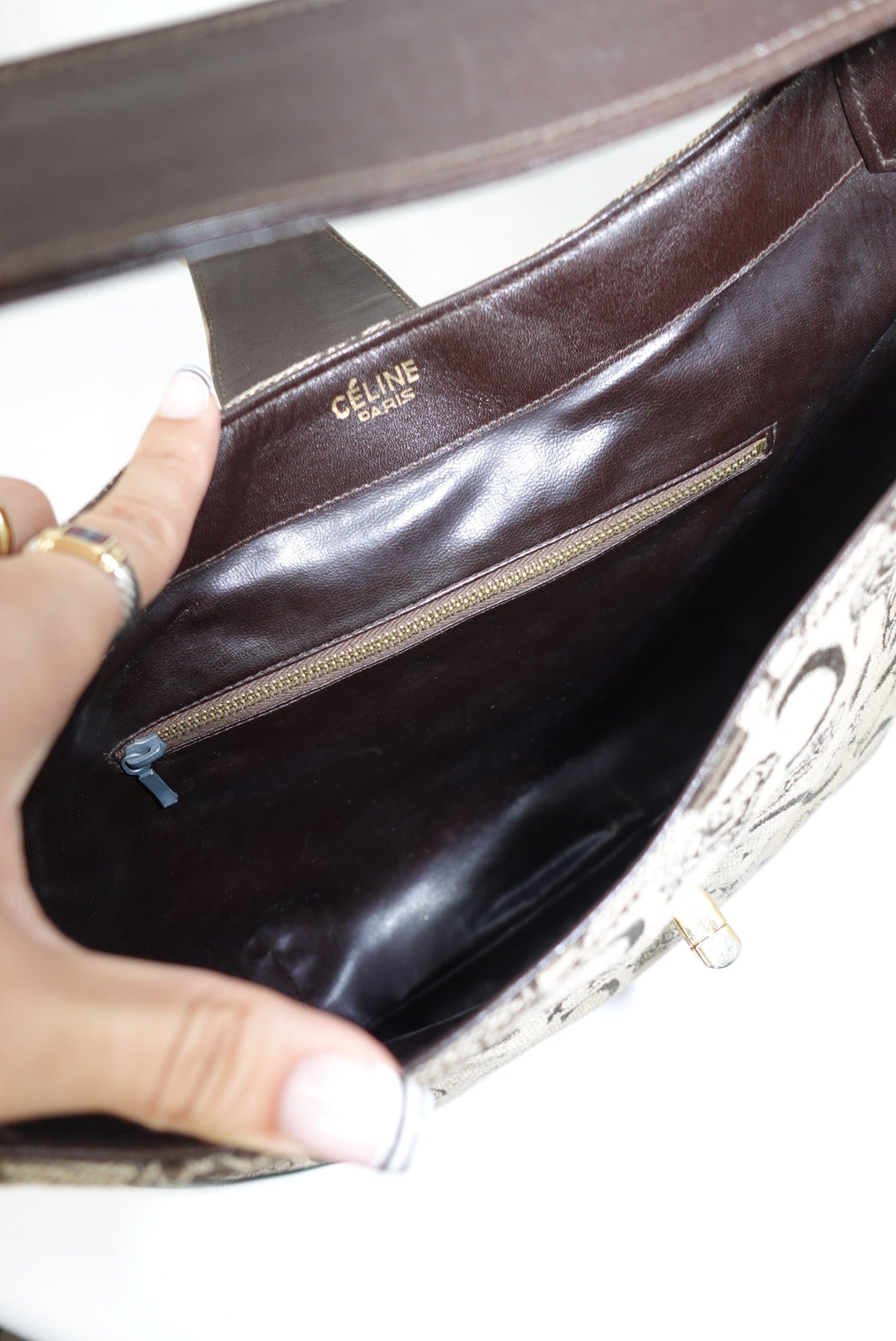 Cèline Vintage Monogram Canvas and Leather Brown Vintage Bag