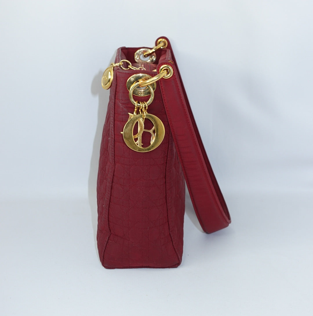 Christian Dior Lady Dior Cannage Red Bag