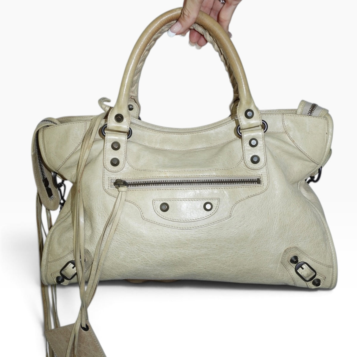 Balenciaga Motorcycle City Bag Pale Beige