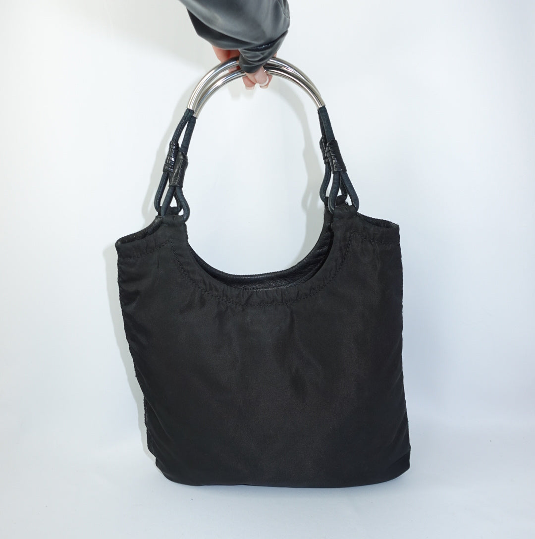Prada Nylon Tote Metal Strap