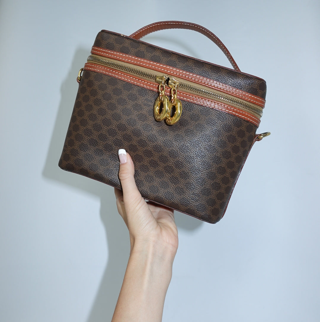 Celine Vintage Macadam Circle Hardware Vanity Bag