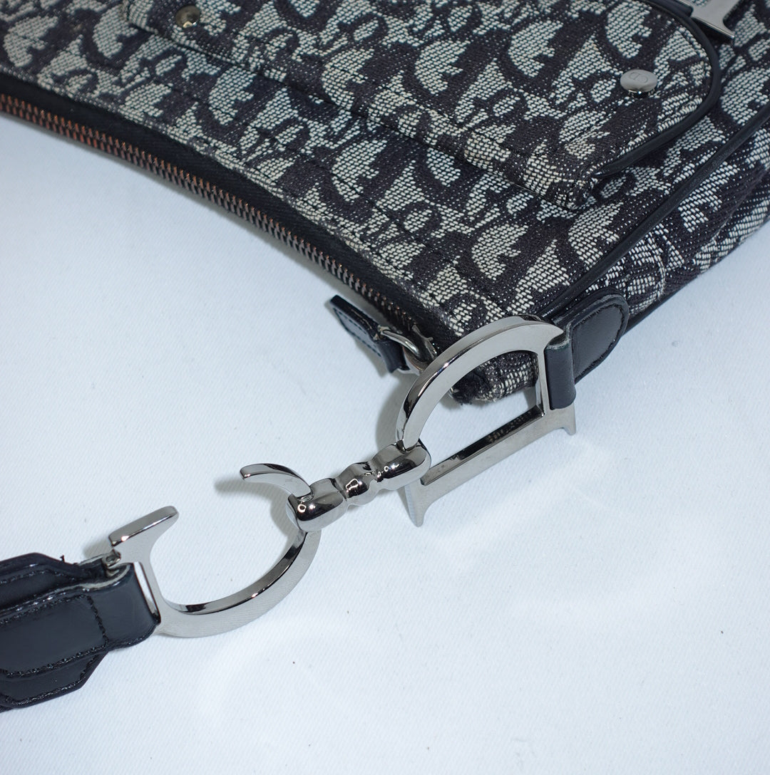 Dior Saddle Flap Monogram Canvas Shoulder Bag