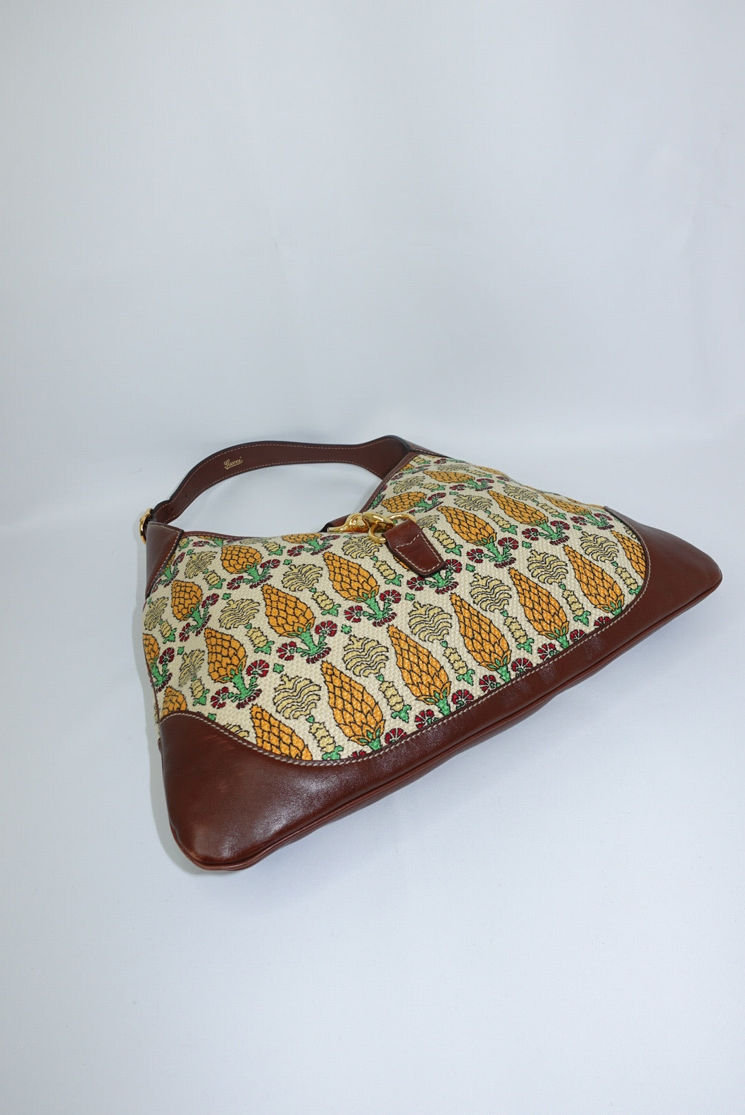 Gucci Jackie Vintage Hobo Brown & Yellow Print Bag
