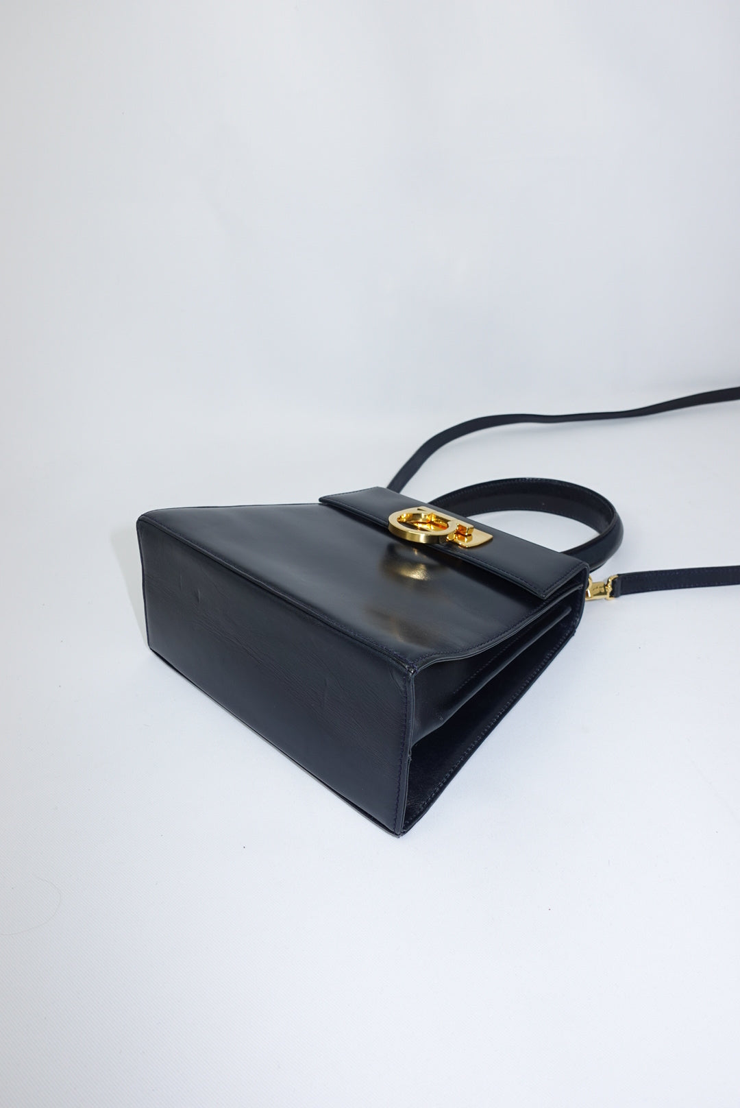 Ferragamo Vintage Navy Iconic Top Handle Bag