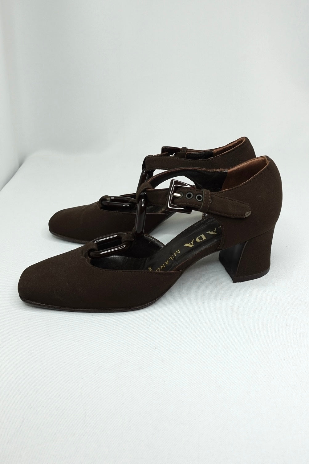 Vintage Prada Brown Tec. Fabric Pumps