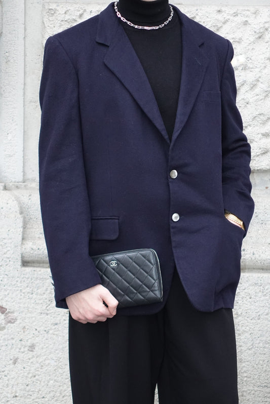 Yves Saint Laurent Navy Blue Wool Blazer