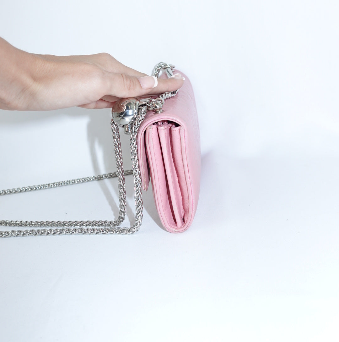 Chanel Pink Camelia Wallet w/Chain