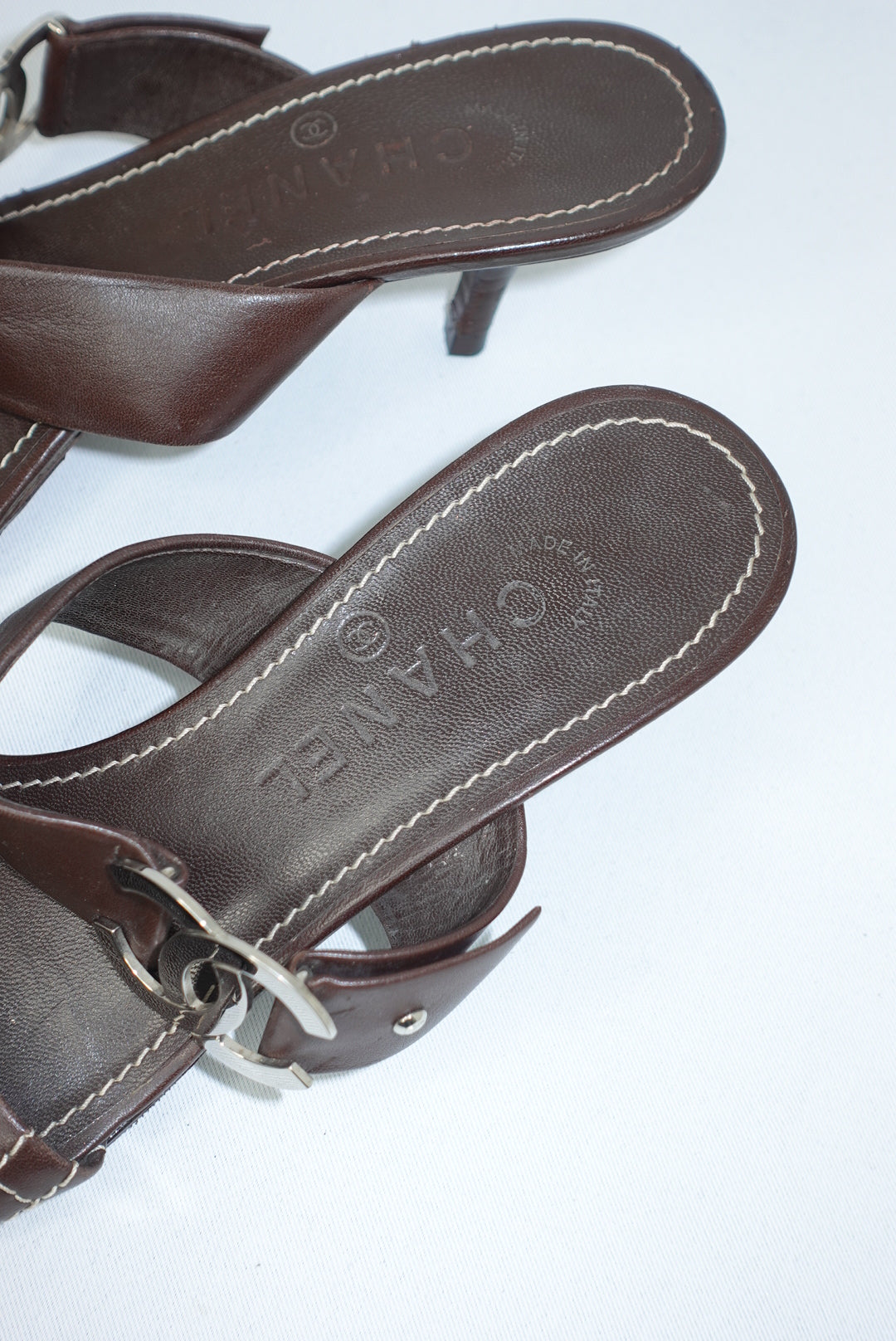 Chanel Vintage Brown CC Logo Sandals