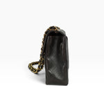Vintage Chanel Jumbo Flap Bag Black Lambskin Leather CC Logo