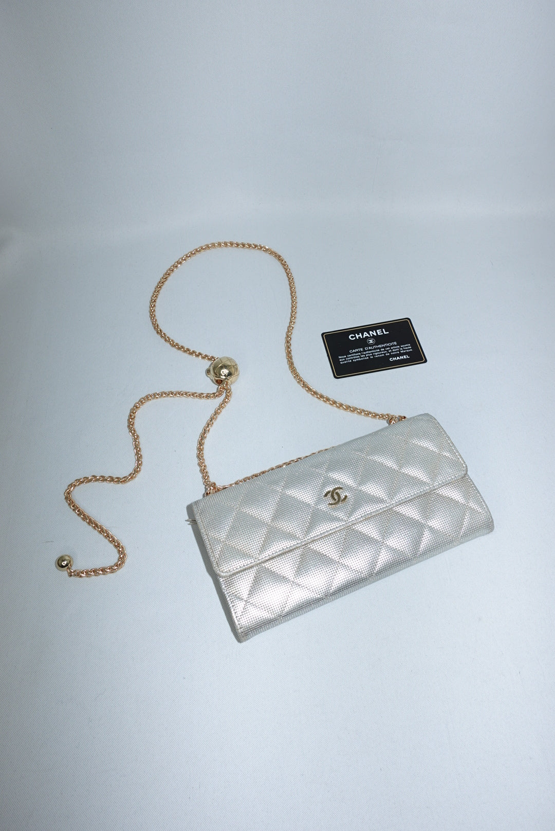 Chanel Re-Worked Timeless Flap Silver and Gold Vintage Wallet w/Chain