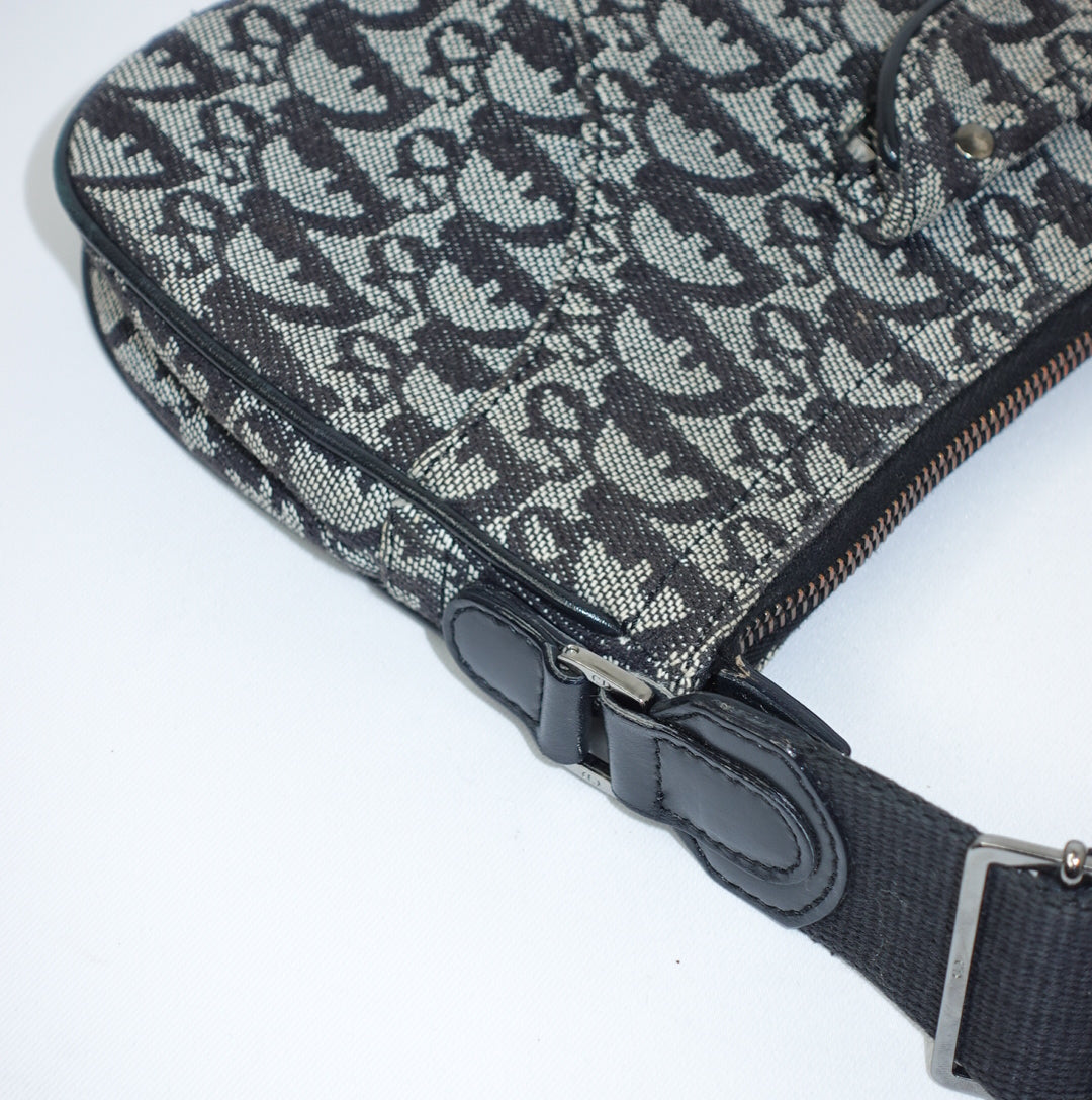 Dior Saddle Flap Monogram Canvas Shoulder Bag