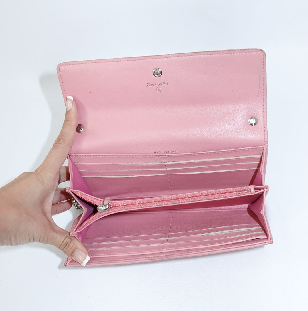 Chanel Pink Camelia Wallet w/Chain