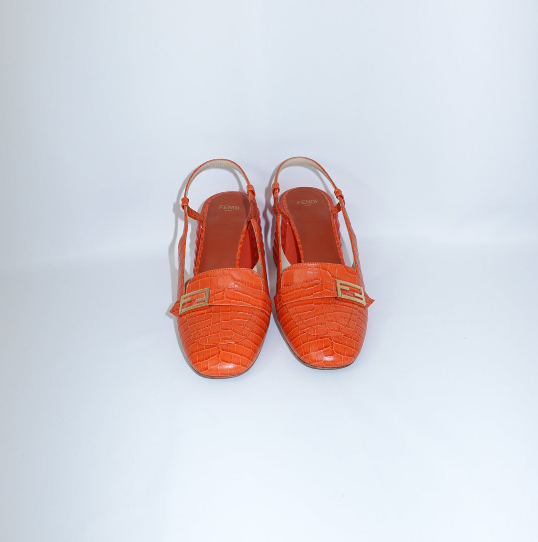 Fendi Orange Mule Heels