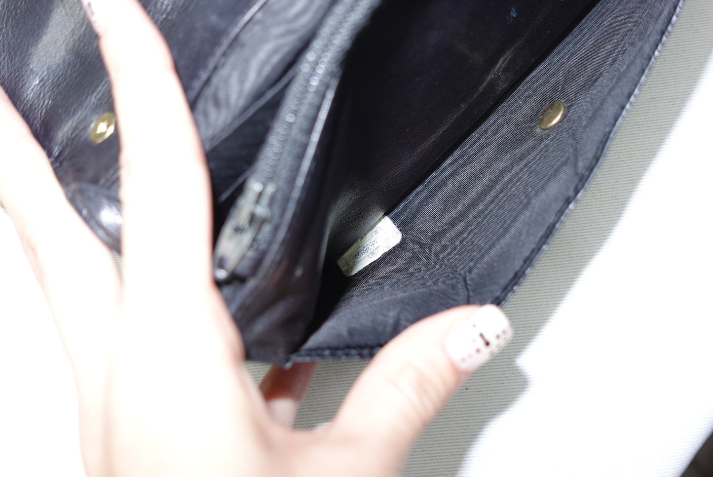 Chanel Re-Worked Vintage Flap Wallet With Chain Black Caviar CC logo