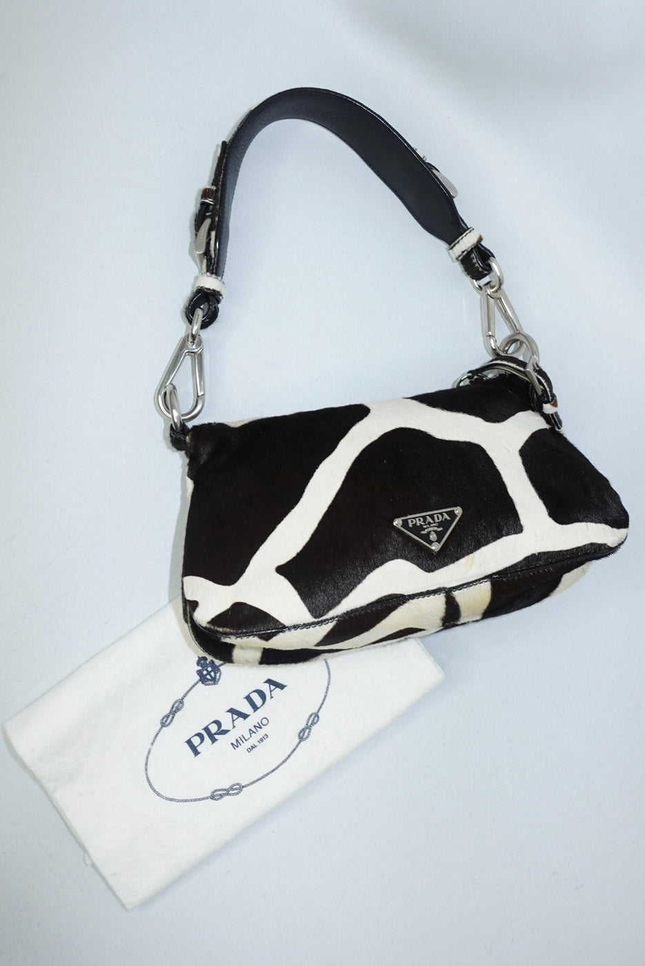 prada 2000s vintage pony hair shoulder bag
