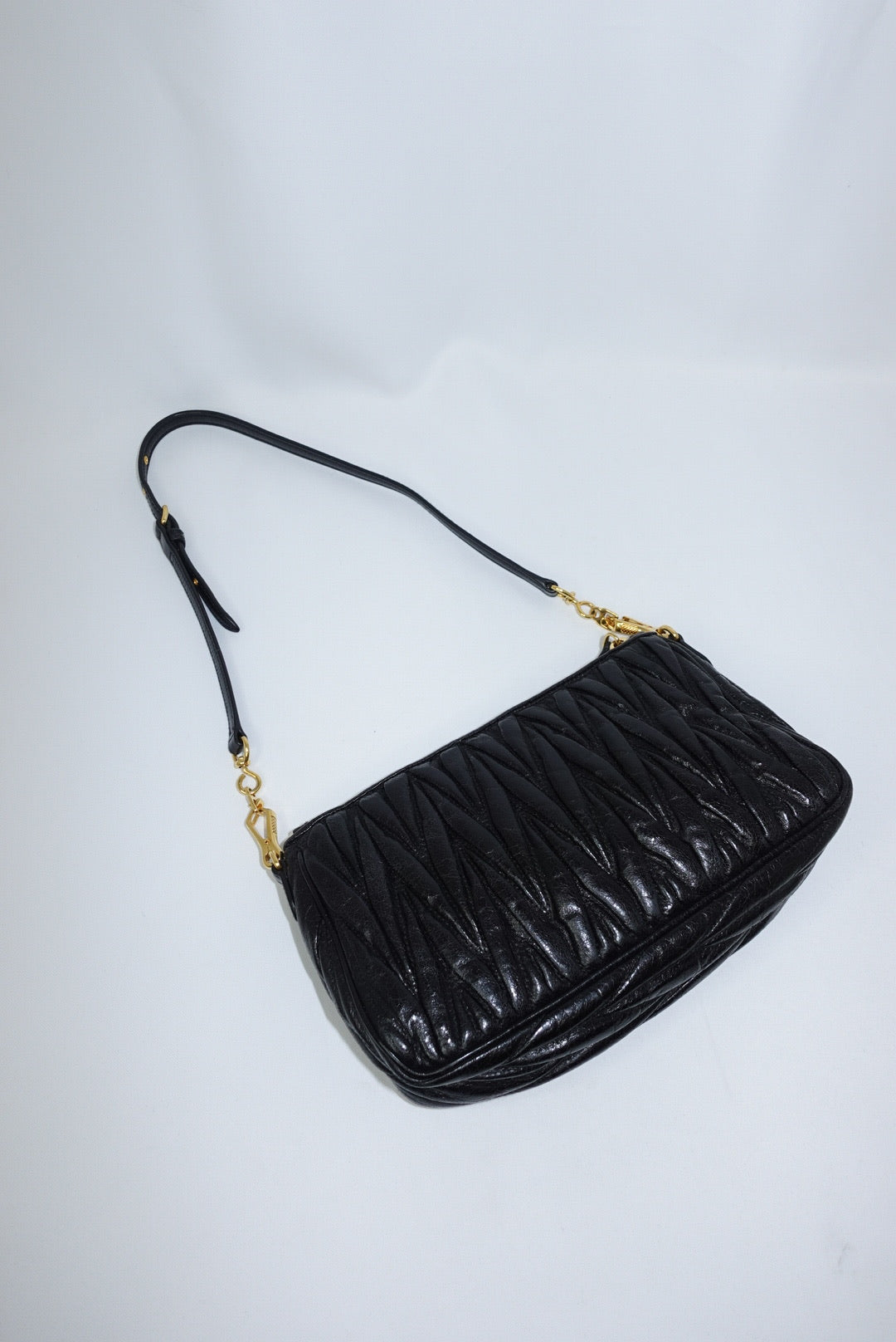 Miu Miu Vintage Wander Matelassé Black Bag w/ Charm