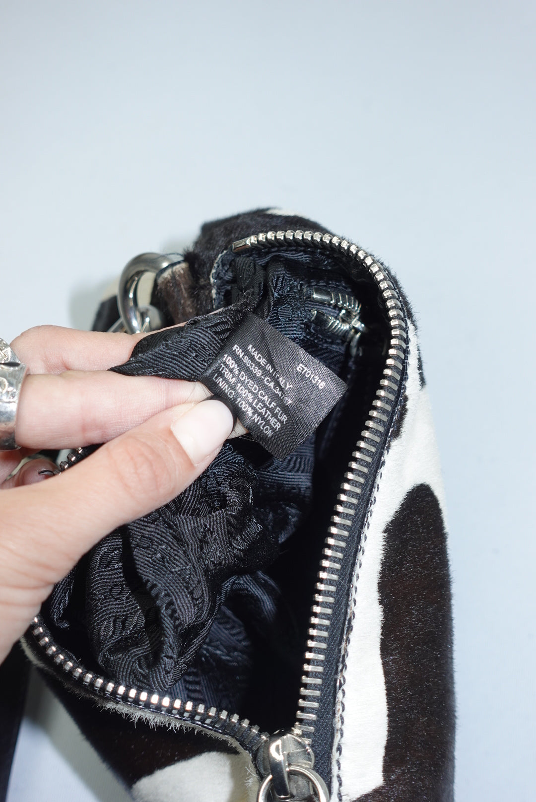 Prada 2000s Vintage Brown Pony Hair Shoulder Bag