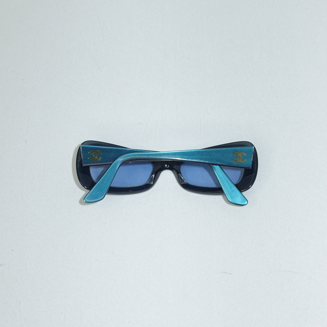 Chanel 2000s Gradient Blue Navy Sunglasses