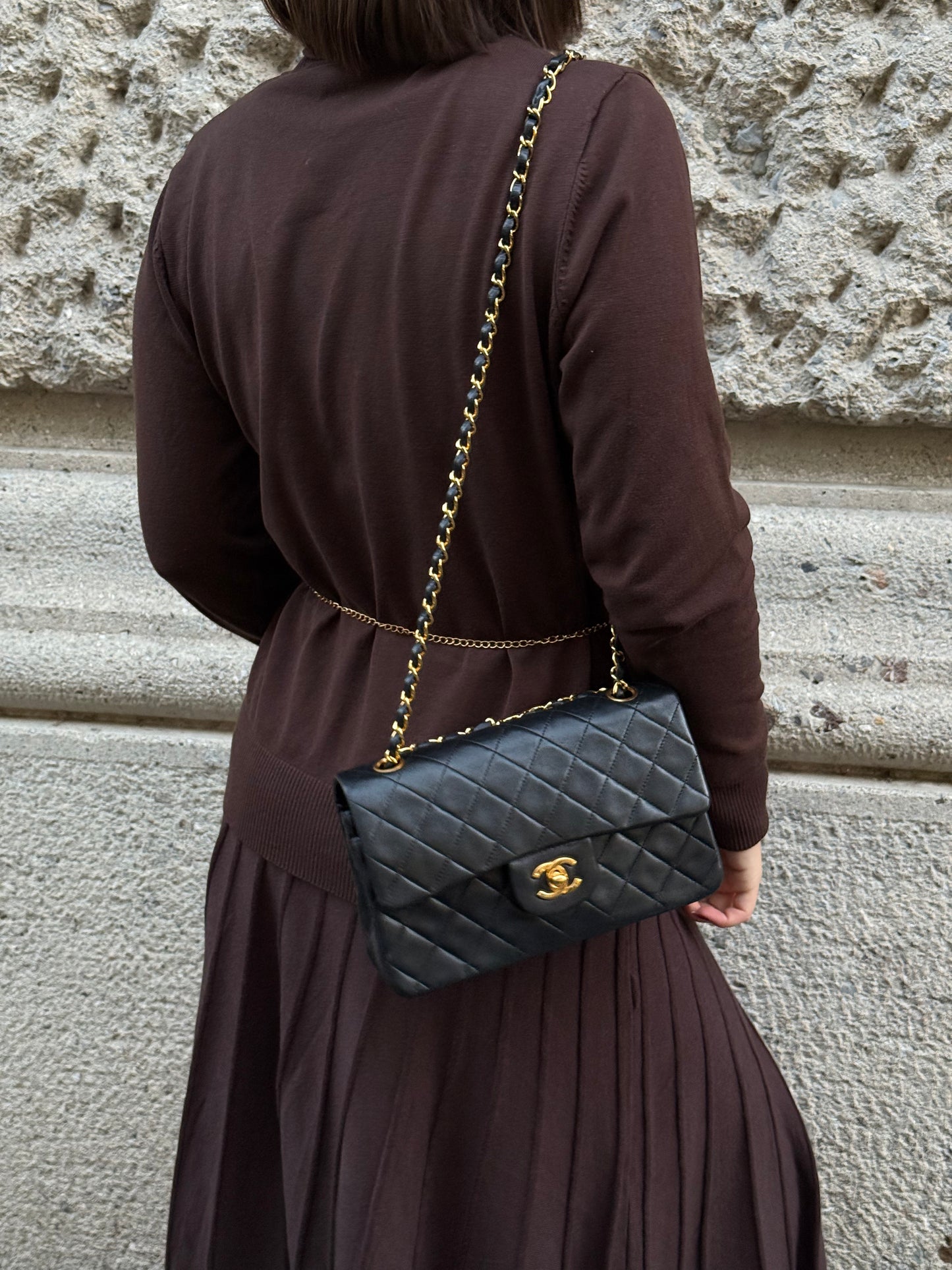 Chanel Vintage Timeless Classic 23 Double Flap Black FULL SET