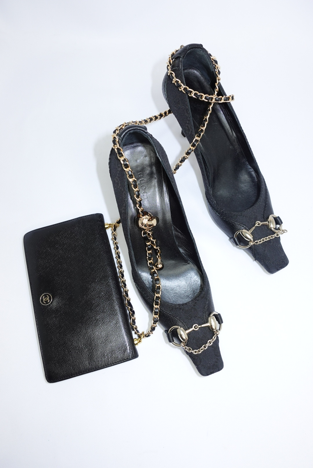 Gucci Black Monogram Canvas Horsebit Heels Gucci Black Monogram Canvas Horsebit Heels 37C